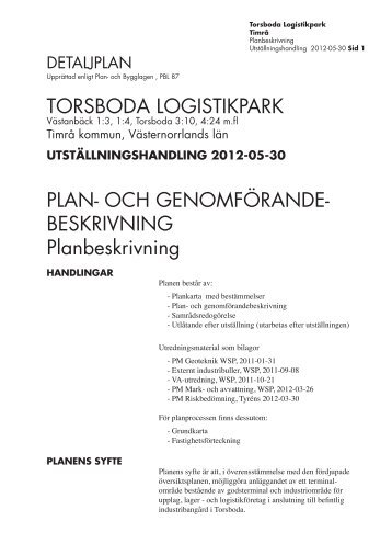 TORSBODA LOGISTIKPARK PLAN- OCH ... - Timrå kommun