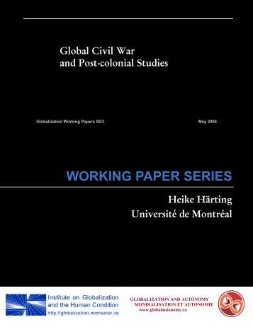 Global Civil War and Post-colonial Studies - McMaster University