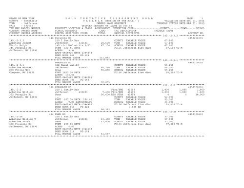 Town Assessment Roll Schoharie County Town Assessment Roll Schoharie County