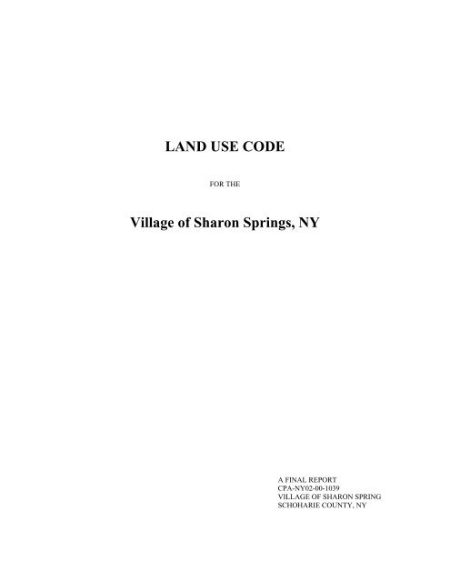 Village of Sharon Land Use Code Part 1 - Schoharie County