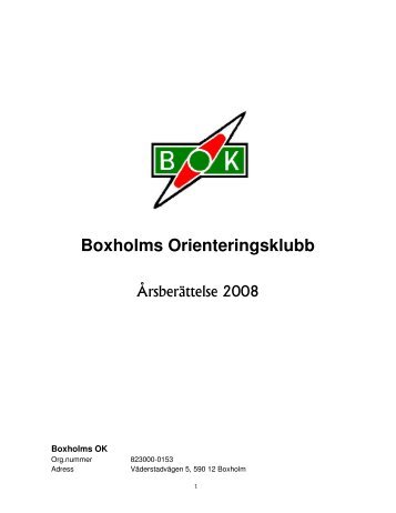 ÃrsberÃ¤ttelse 2008 - Boxholms OK