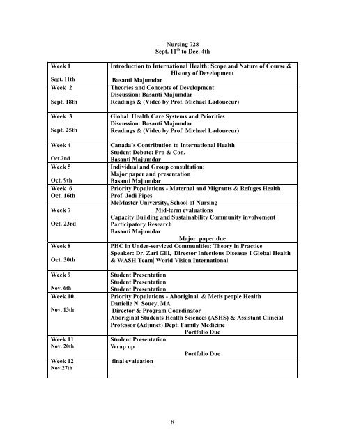 Course Outline - McMaster University