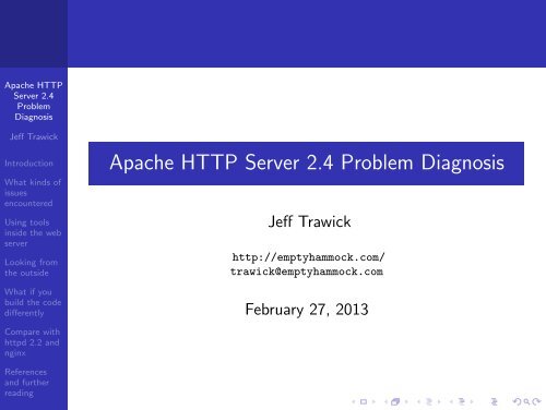 Apache HTTP Server 2.4 Problem Diagnosis