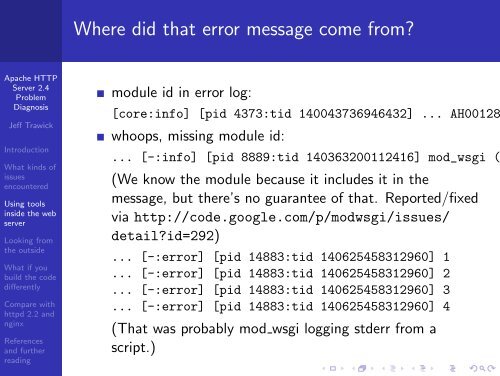 Apache HTTP Server 2.4 Problem Diagnosis