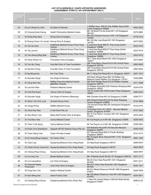 List Of Eldershield Idape Appointed Great Eastern Life