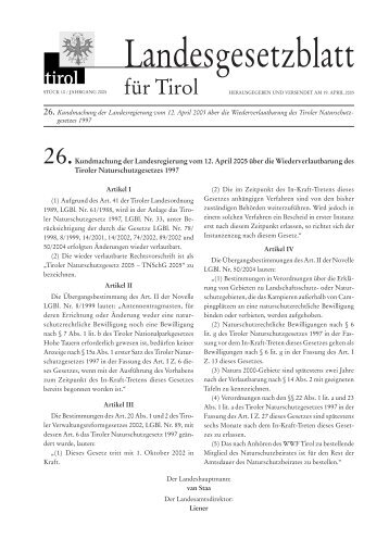 Tiroler Naturschutzgesetz - RIS