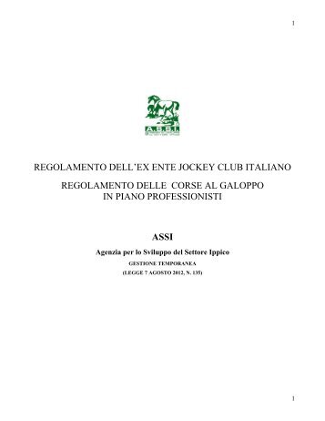 Regolamento delle corse ex Jockey Club - Unire