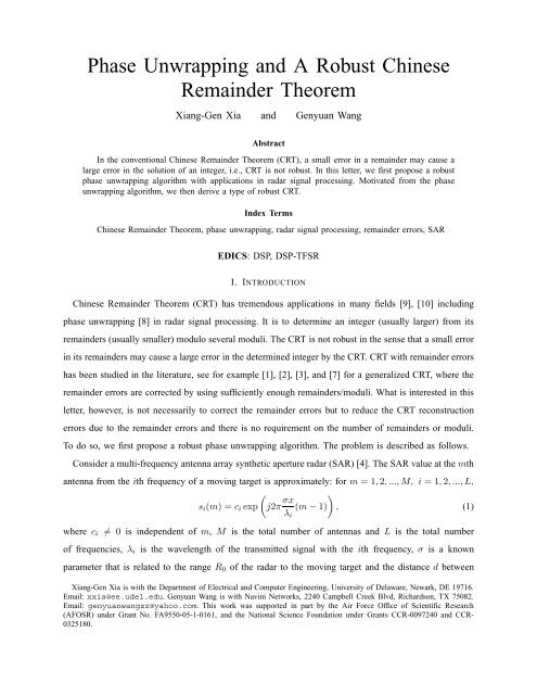 Phase Unwrapping and A Robust Chinese Remainder Theorem