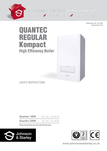 quantec regular kompact users instructions - Johnson & Starley