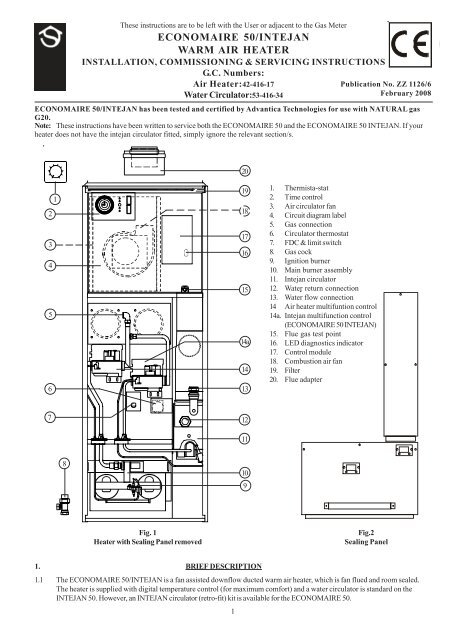 ECONOMAIRE 50/INTEJAN WARM AIR HEATER - Johnson u0026amp; Starley