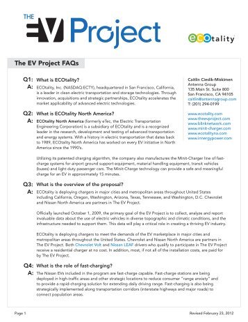 A: The EV Project FAQs â What Is ECOtality