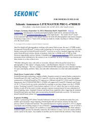 PDF: Photokina: Sekonic Announces LITEMASTER PRO L-478DR/D