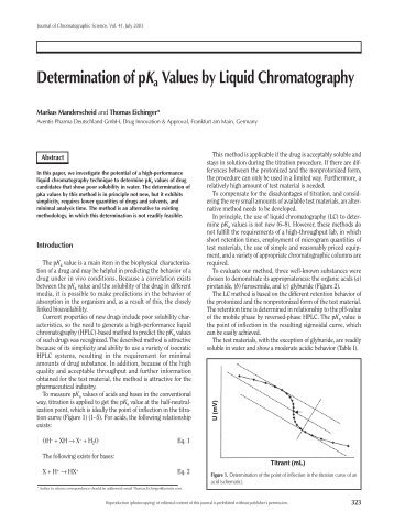 Determination of pka Values by Liquid Chromatography