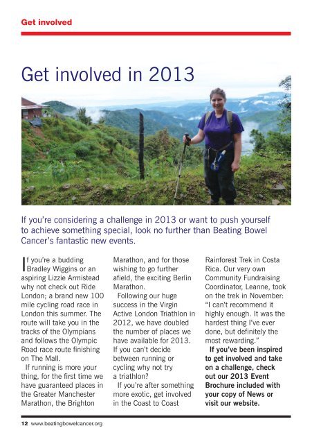 Winter News 2013 - Beating Bowel Cancer