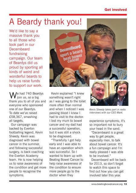 Winter News 2013 - Beating Bowel Cancer