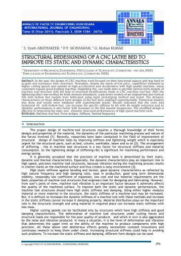 Structural Redesigning Of A Cnc Lathe Bed To - Annals of the ...