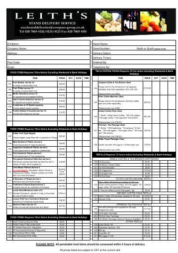 Copy of Stand Delivery Order Form ExCeL - ExCeL London