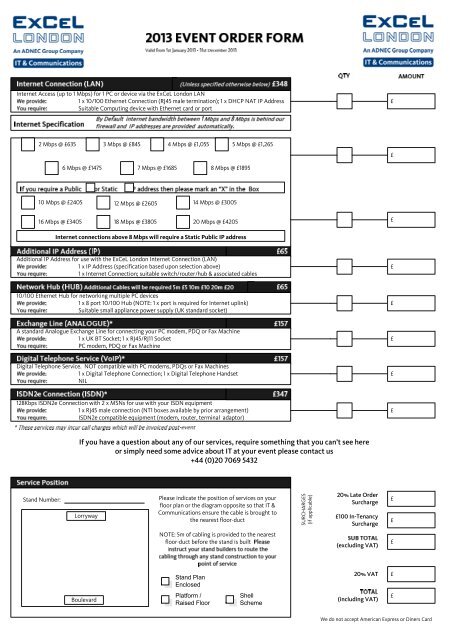 2013 Event Order Form (PDF) - ExCeL London