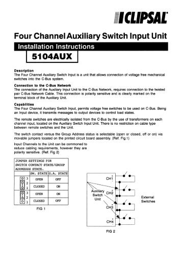 5104AUX Four Channel Auxiliary Switch Input Unit - Clipsal