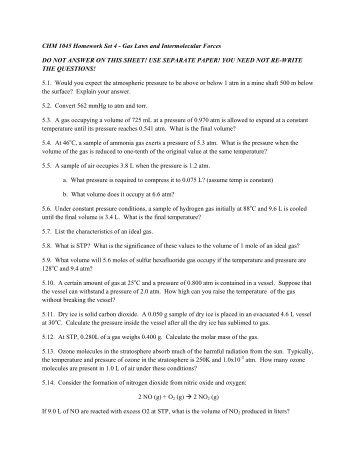 CHM 1045 Homework Set 4 - Gas Laws and Intermolecular Forces ...