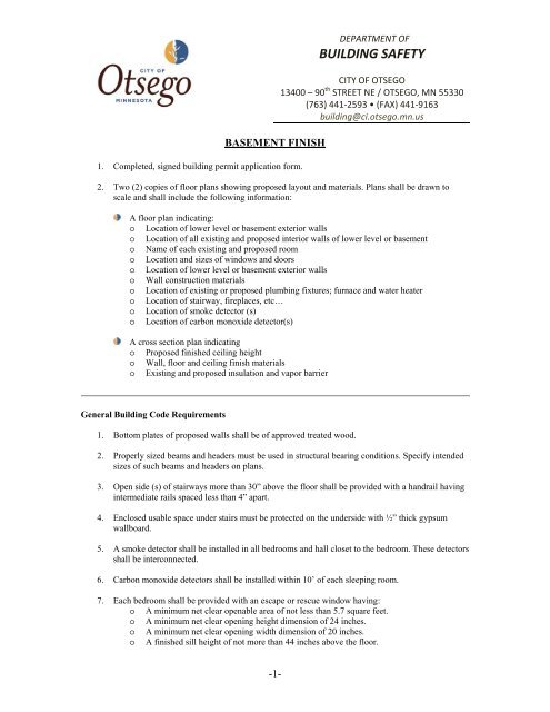 Basement Finish City Of Otsego Minnesota