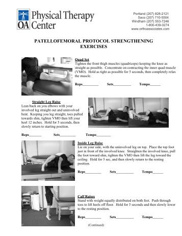 PATELLOFEMORAL PROTOCOL STRENGTHENING EXERCISES