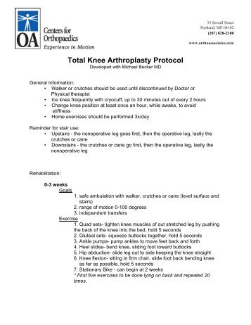 Total Knee Arthroplasty Protocol