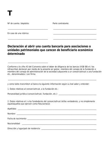 DeclaraciÃ³n al abrir una cuenta bancaria para asociaciones o ...