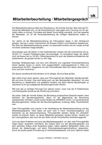 Mitarbeiterbeurteilung / MitarbeitergesprÃ¤ch - Krinner & Partner