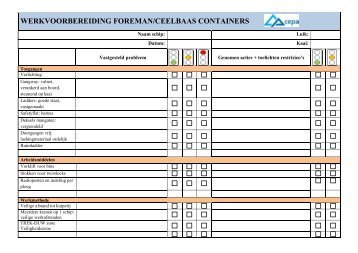 Werkvoorbereiding containers blanco - Cepa