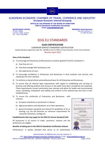 eeig eu standards - EUROPEAN ECONOMIC CHAMBER of Trade ...