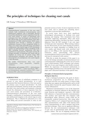 The Principles Of Techniques For Cleaning root canals