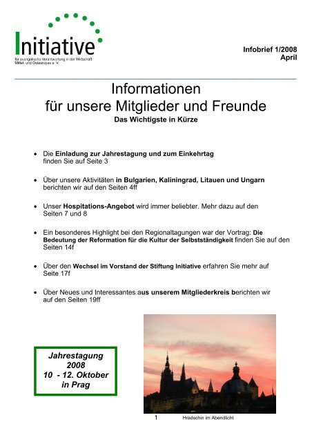 Informationen für unsere Mitglieder und Freunde - Initiative Europa