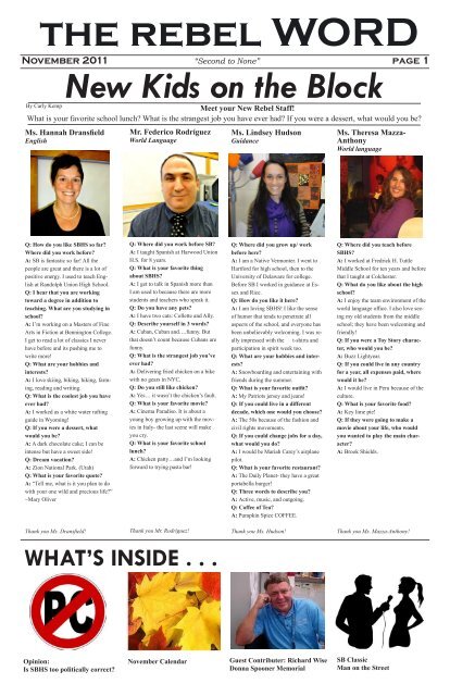 October/November Issue - South Burlington High School