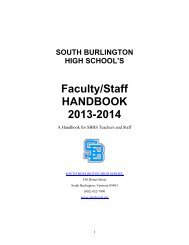 Faculty/Staff HANDBOOK 2013-2014 - South Burlington High School