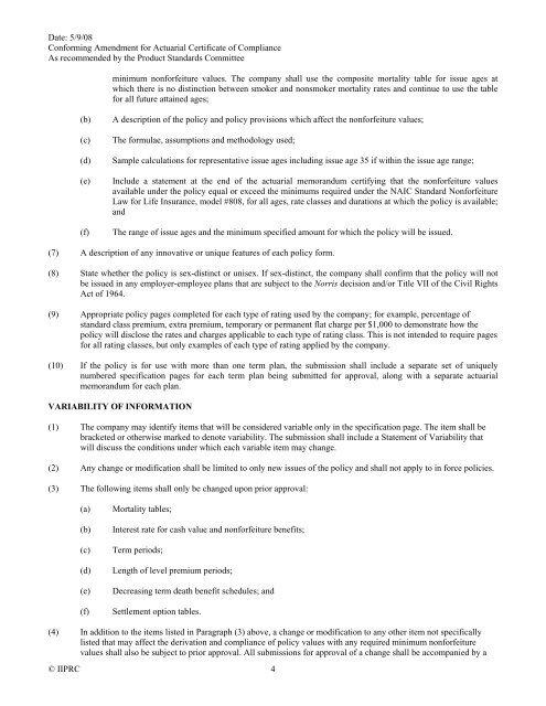 amendment for actuarial certification of compliance - Interstate ...