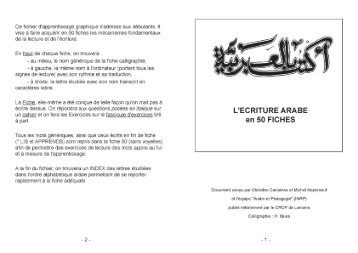 "L'Ecriture arabe en 50 fiches" (pdf) - Langue et Culture arabes
