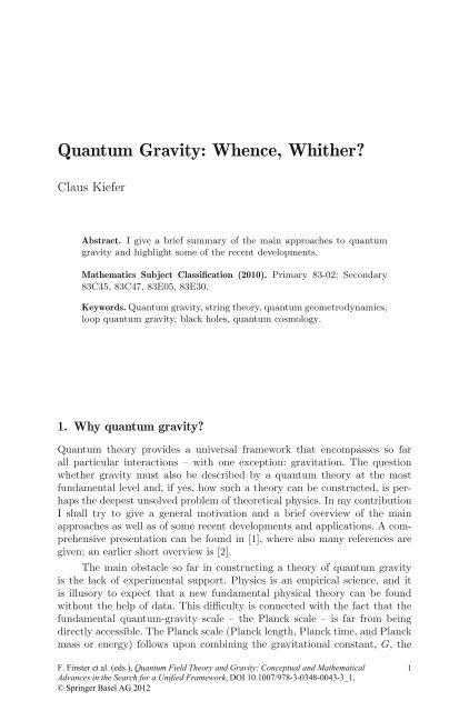 Quantum Field Theory and Gravity: Conceptual and Mathematical ...