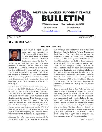 2008 September Bulletin - West Los Angeles Buddhist Temple