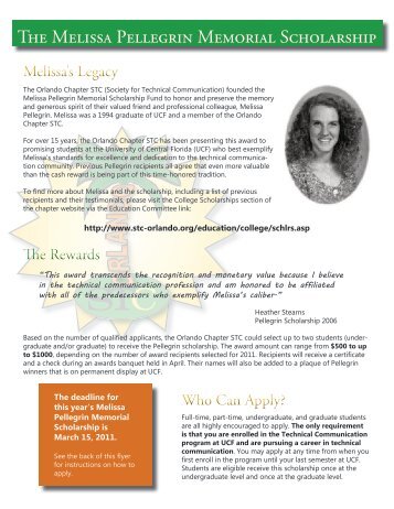 The Melissa Pellegrin Memorial Scholarship - Orlando Chapter STC