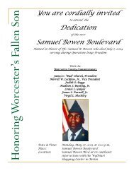 Invitation to Dedication of Samuel Bowen ... - Worcester County