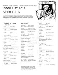 BOOK LIST 2012 Grades 4 - 5 - Howard County Library