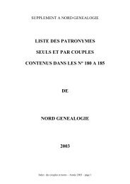 SUPPLEMENT A NORD GENEALOGIE - Site du Groupement ...