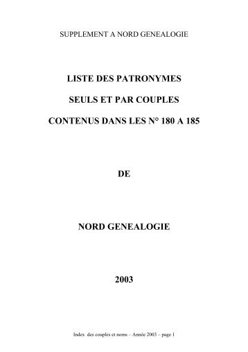 SUPPLEMENT A NORD GENEALOGIE - Site du Groupement ...