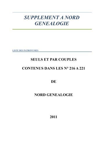 SUPPLEMENT A NORD GENEALOGIE - Site du Groupement ...
