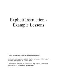 Explicit Instruction - Example Lessons - Lease