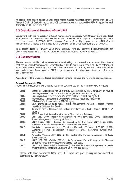 Conformity assessment of UFCS against PEFC (2010).pdf - ITS Global