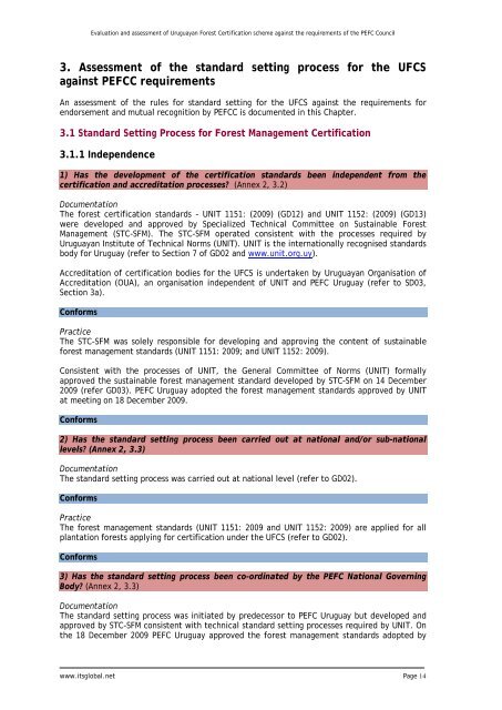 Conformity assessment of UFCS against PEFC (2010).pdf - ITS Global