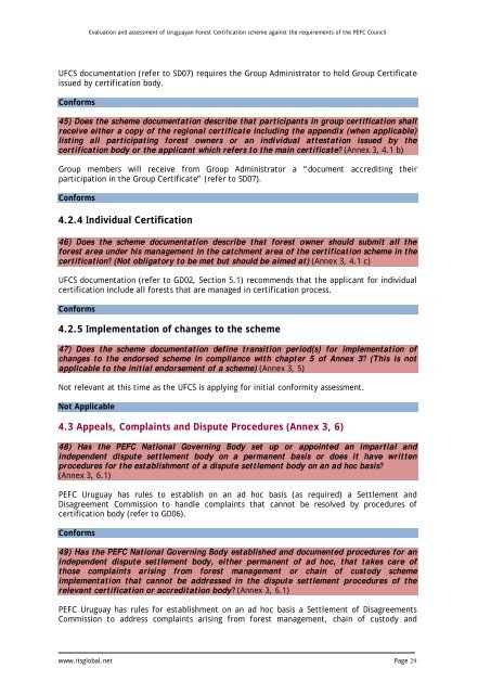 Conformity assessment of UFCS against PEFC (2010).pdf - ITS Global