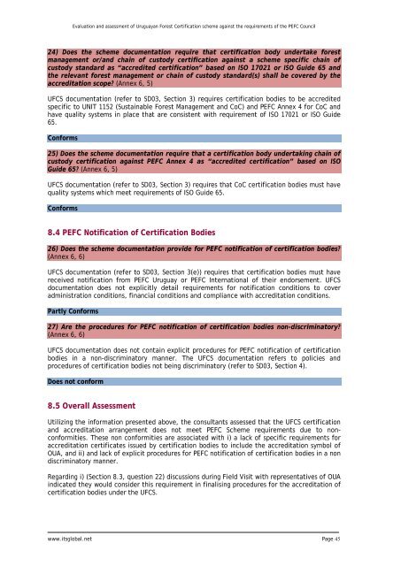 Conformity assessment of UFCS against PEFC (2010).pdf - ITS Global